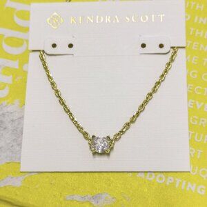 Kendra Scott Cailin White Crystal Pendant Necklace - Gold New